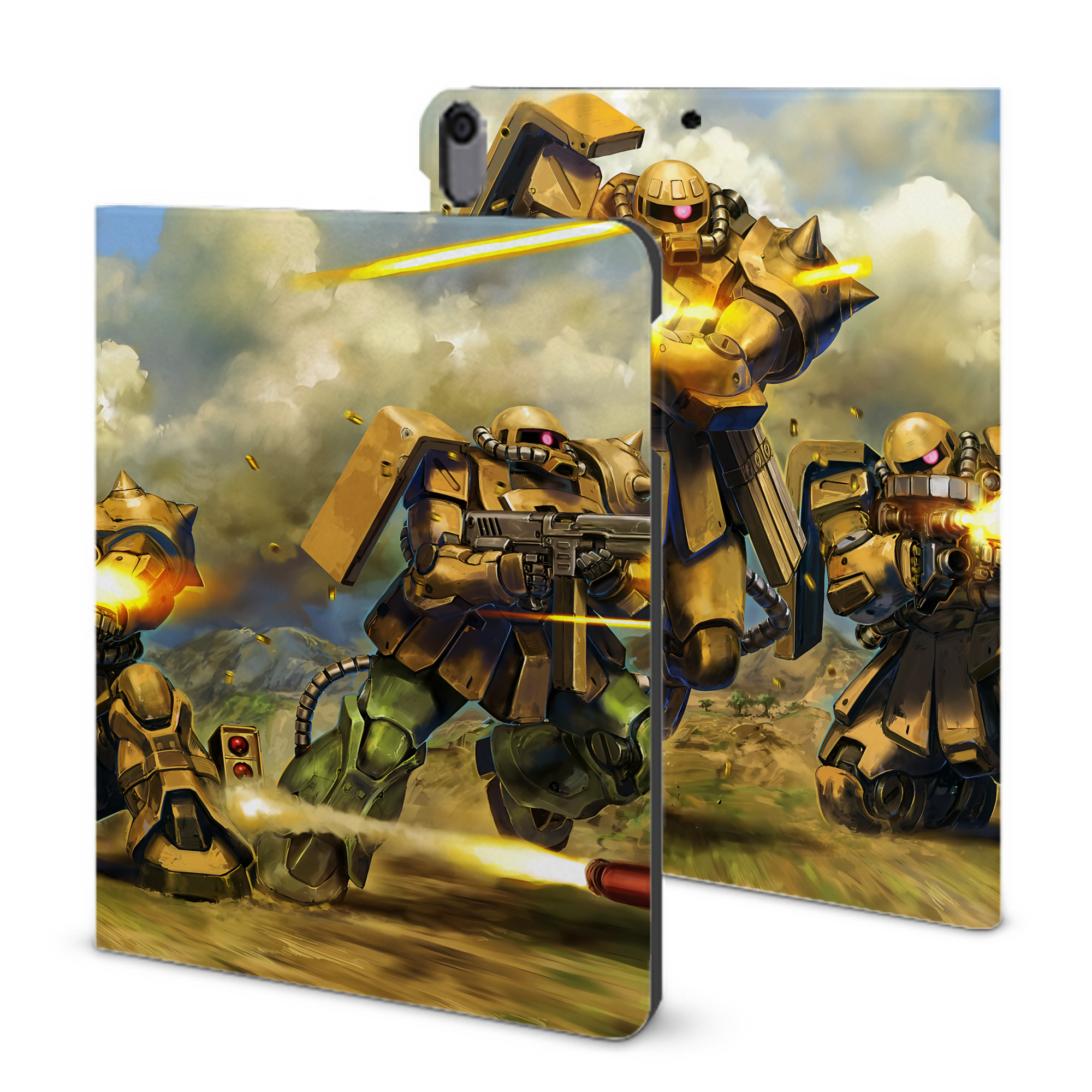 （画像用） 機動戦士ガンダム Mobile Suit Gundam IPad ケース ブック型 PUレザー TPU 耐衝撃 軽量 薄型 ペン収納なし 全面保護 IPad 各モデル対応